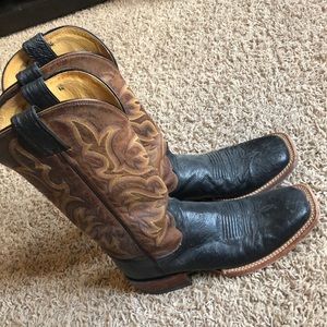 Justin Square Toe Ostrich Cowboy Boots